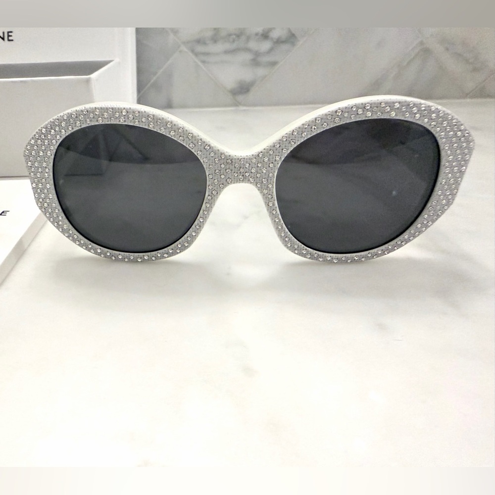 NIB Celine White Crystal Sunglasses - Picture 9 of 12